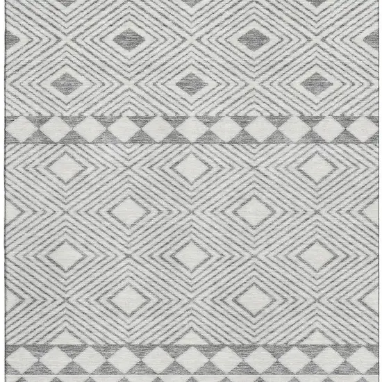 Gray And Ivory Geometric Washable Area Rug With UV Protection Photo 4