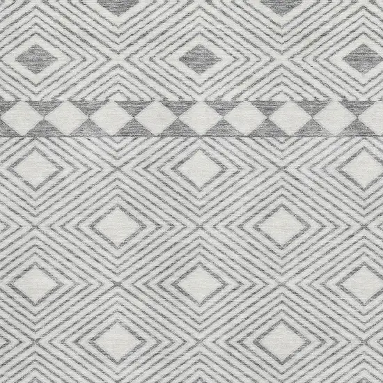 Gray And Ivory Geometric Washable Area Rug With UV Protection Photo 3