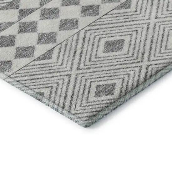 Gray And Ivory Geometric Washable Area Rug With UV Protection Photo 8