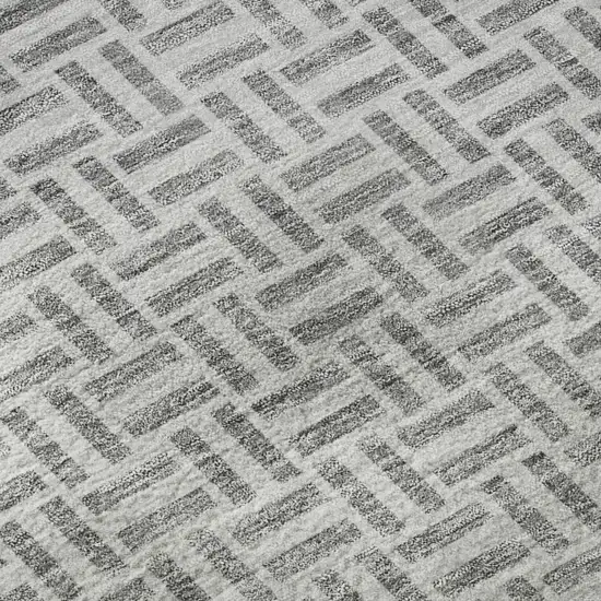 Gray And Ivory Geometric Washable Area Rug With UV Protection Photo 8
