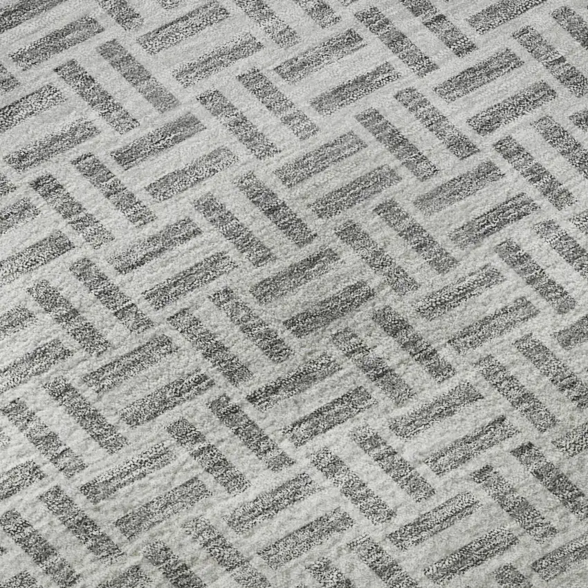 Gray And Ivory Geometric Washable Area Rug With UV Protection Photo 8