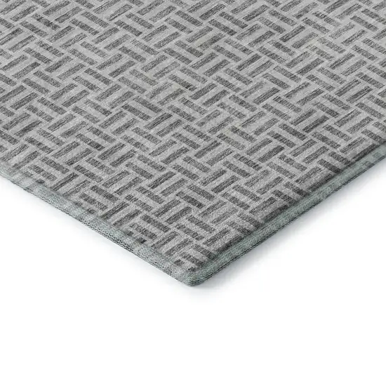 Gray And Ivory Geometric Washable Area Rug With UV Protection Photo 8