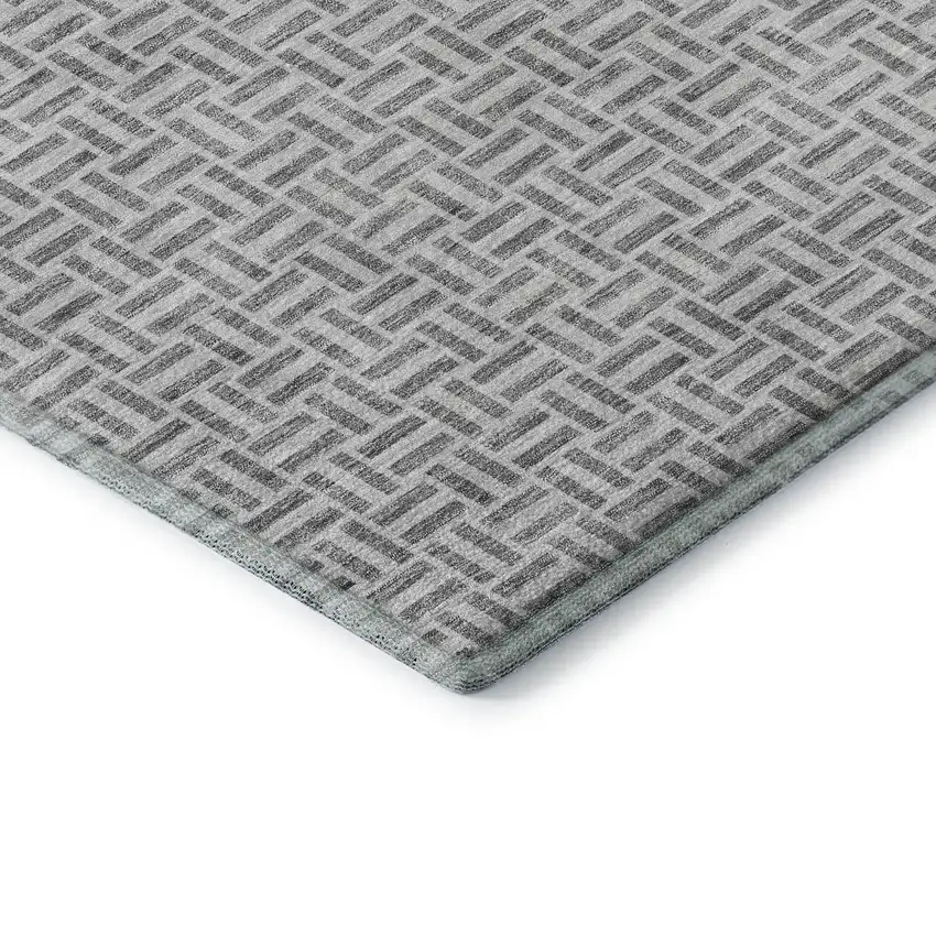Gray And Ivory Geometric Washable Area Rug With UV Protection Photo 7