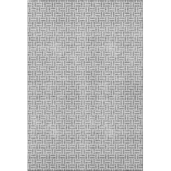 Gray And Ivory Geometric Washable Area Rug With UV Protection Photo 3