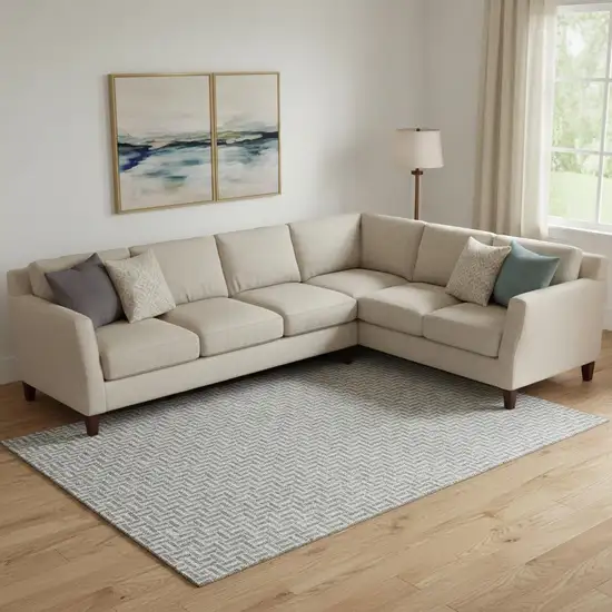 Gray And Ivory Geometric Washable Area Rug With UV Protection Photo 1