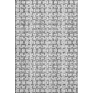 Photo of Gray And Ivory Geometric Washable Area Rug With UV Protection
