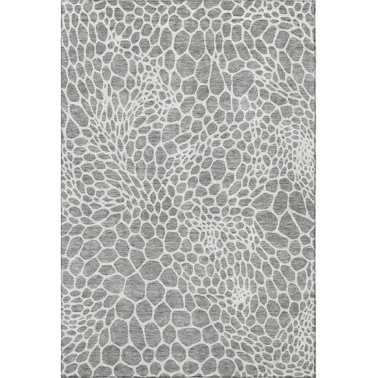 Gray And Ivory Geometric Washable Area Rug With UV Protection Photo 3