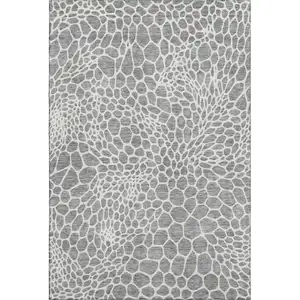 Photo of Gray And Ivory Geometric Washable Area Rug With UV Protection