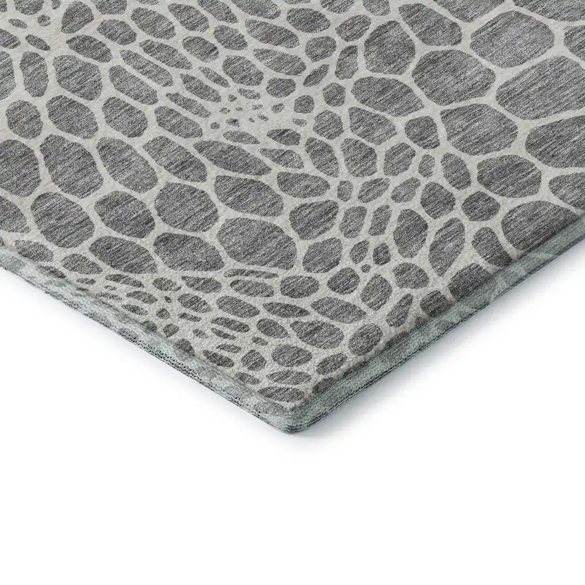 Gray And Ivory Geometric Washable Area Rug With UV Protection Photo 7