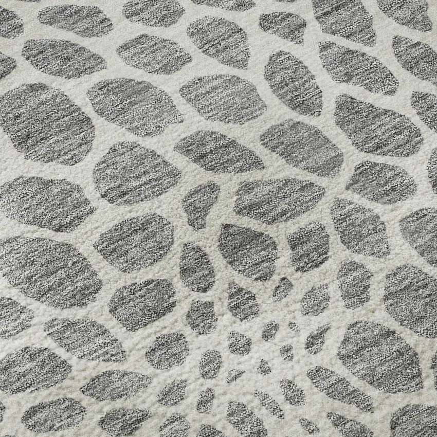 Gray And Ivory Geometric Washable Area Rug With UV Protection Photo 9