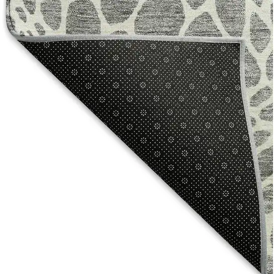 Gray And Ivory Geometric Washable Area Rug With UV Protection Photo 6