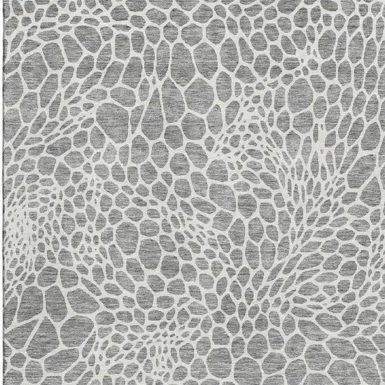 Gray And Ivory Geometric Washable Area Rug With UV Protection Photo 4