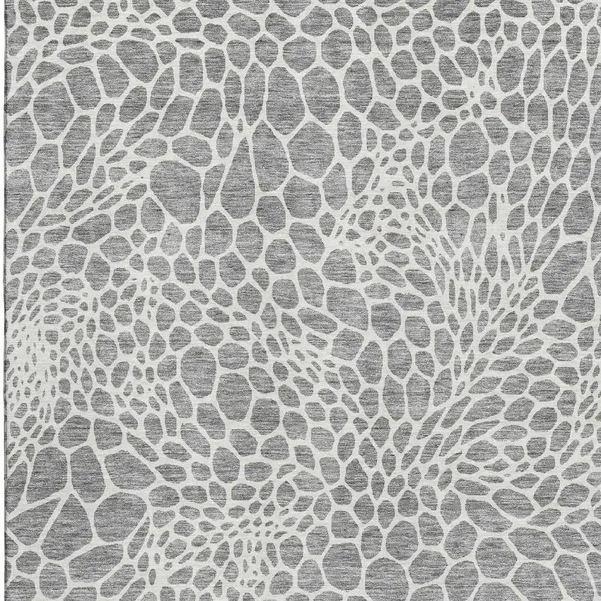 Gray And Ivory Geometric Washable Area Rug With UV Protection Photo 4