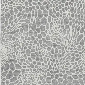 Photo of Gray And Ivory Geometric Washable Area Rug With UV Protection