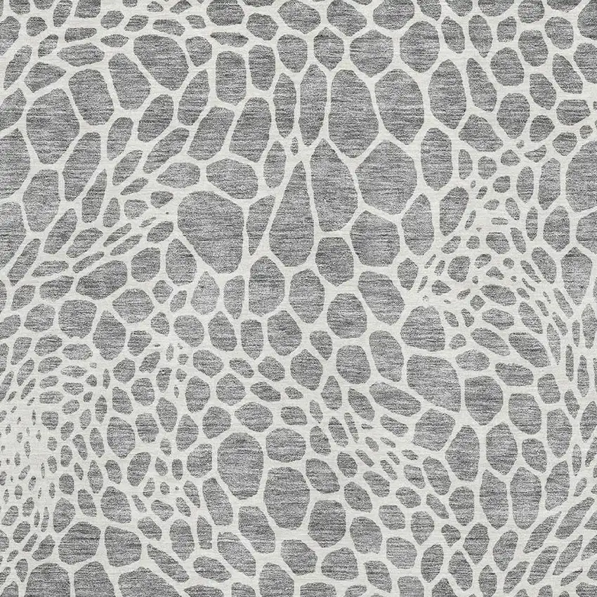 Gray And Ivory Geometric Washable Area Rug With UV Protection Photo 3