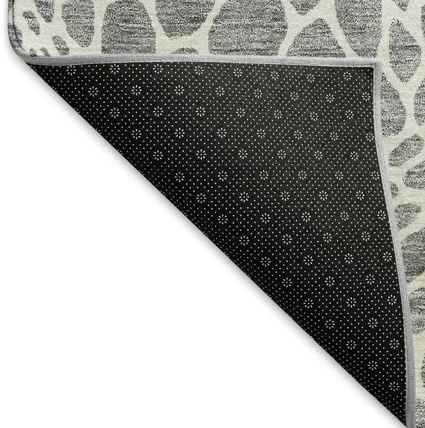 Gray And Ivory Geometric Washable Area Rug With UV Protection Photo 7