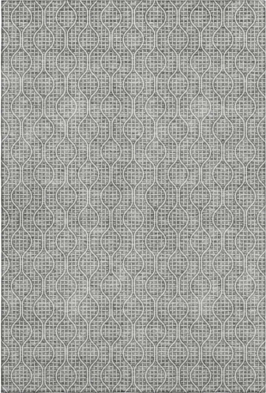 Gray And Ivory Geometric Washable Area Rug With UV Protection Photo 1