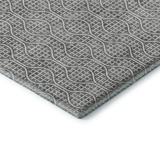 Gray And Ivory Geometric Washable Area Rug With UV Protection Photo 6