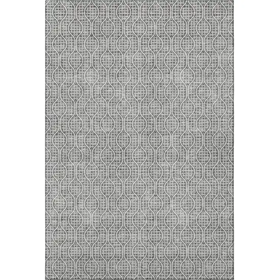 Gray And Ivory Geometric Washable Area Rug With UV Protection Photo 2