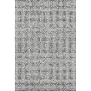 Photo of Gray And Ivory Geometric Washable Area Rug With UV Protection