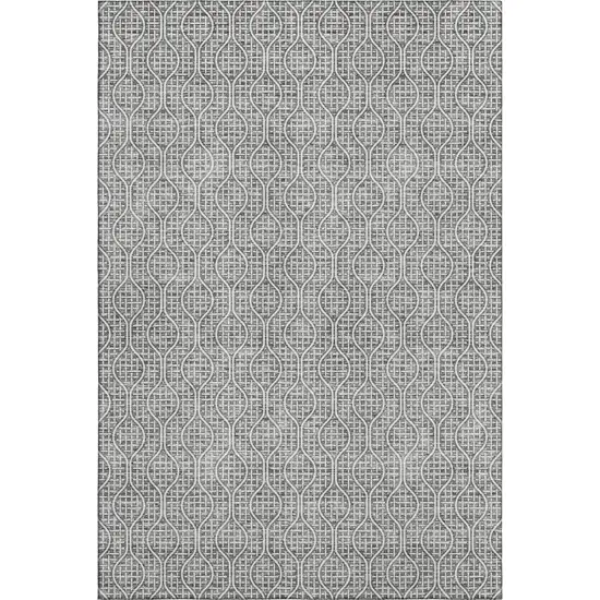 Gray And Ivory Geometric Washable Area Rug With UV Protection Photo 1