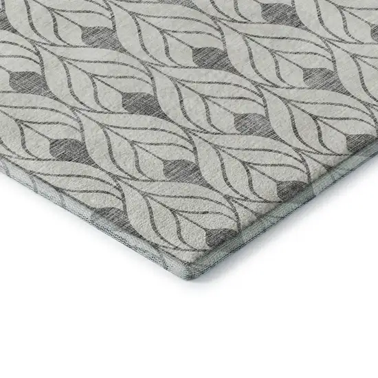 Gray And Ivory Geometric Washable Area Rug With UV Protection Photo 7