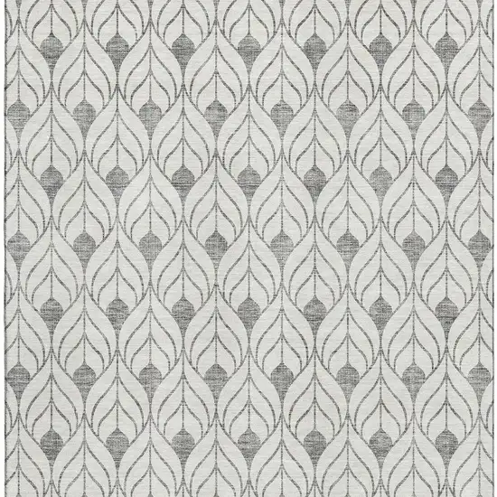 Gray And Ivory Geometric Washable Area Rug With UV Protection Photo 3