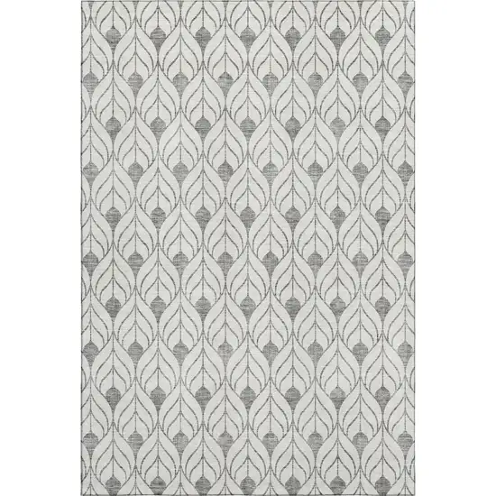 Gray And Ivory Geometric Washable Area Rug With UV Protection Photo 1