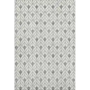 Photo of Gray And Ivory Geometric Washable Area Rug With UV Protection