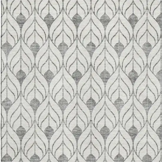 Gray And Ivory Geometric Washable Area Rug With UV Protection Photo 2