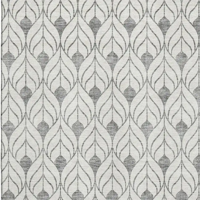 Gray And Ivory Geometric Washable Area Rug With UV Protection Photo 2