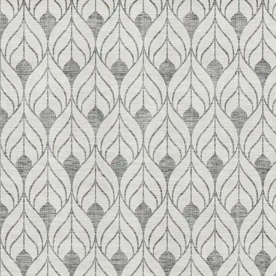 Gray And Ivory Geometric Washable Area Rug With UV Protection Photo 2