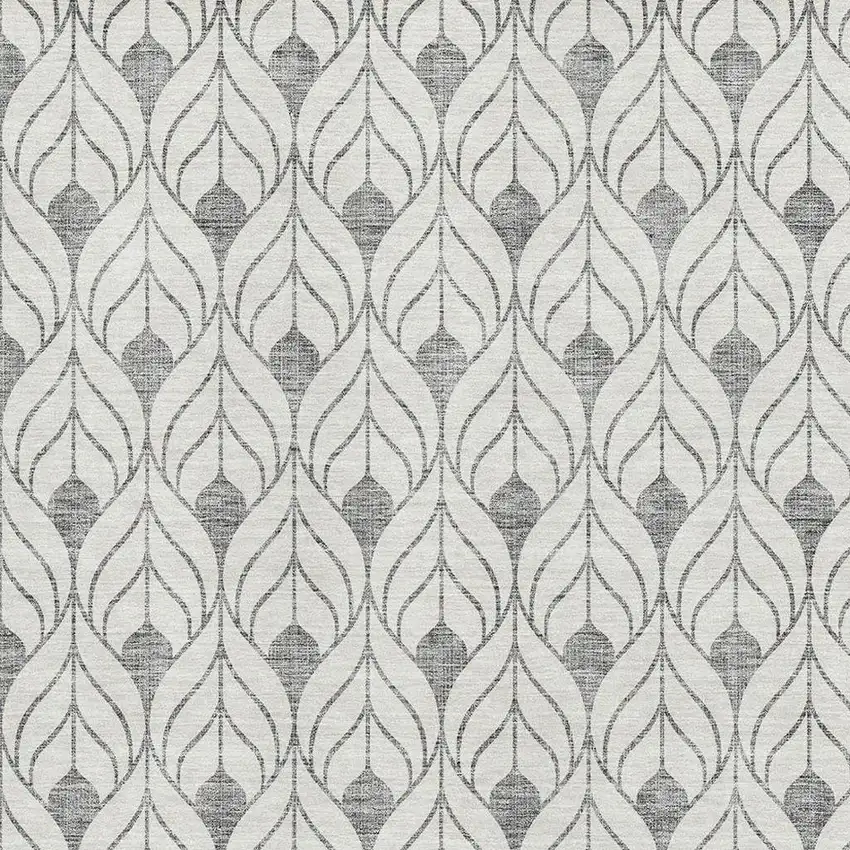Gray And Ivory Geometric Washable Area Rug With UV Protection Photo 2