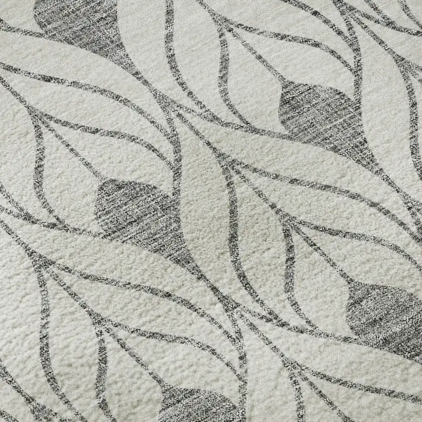 Gray And Ivory Geometric Washable Area Rug With UV Protection Photo 9