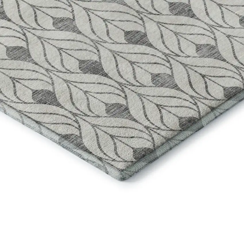 Gray And Ivory Geometric Washable Area Rug With UV Protection Photo 7