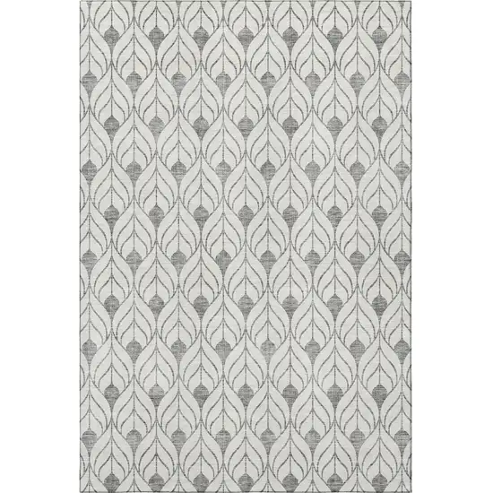 Gray And Ivory Geometric Washable Area Rug With UV Protection Photo 3