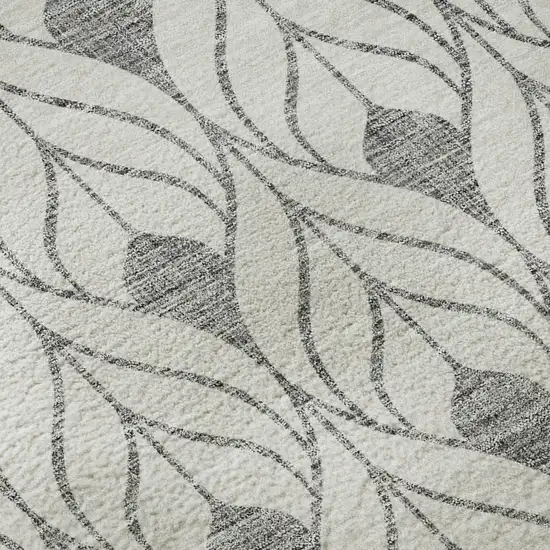 Gray And Ivory Geometric Washable Area Rug With UV Protection Photo 9