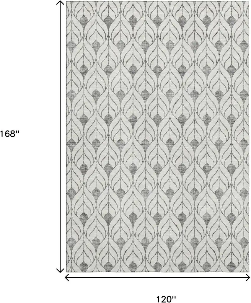 Gray And Ivory Geometric Washable Area Rug With UV Protection Photo 9