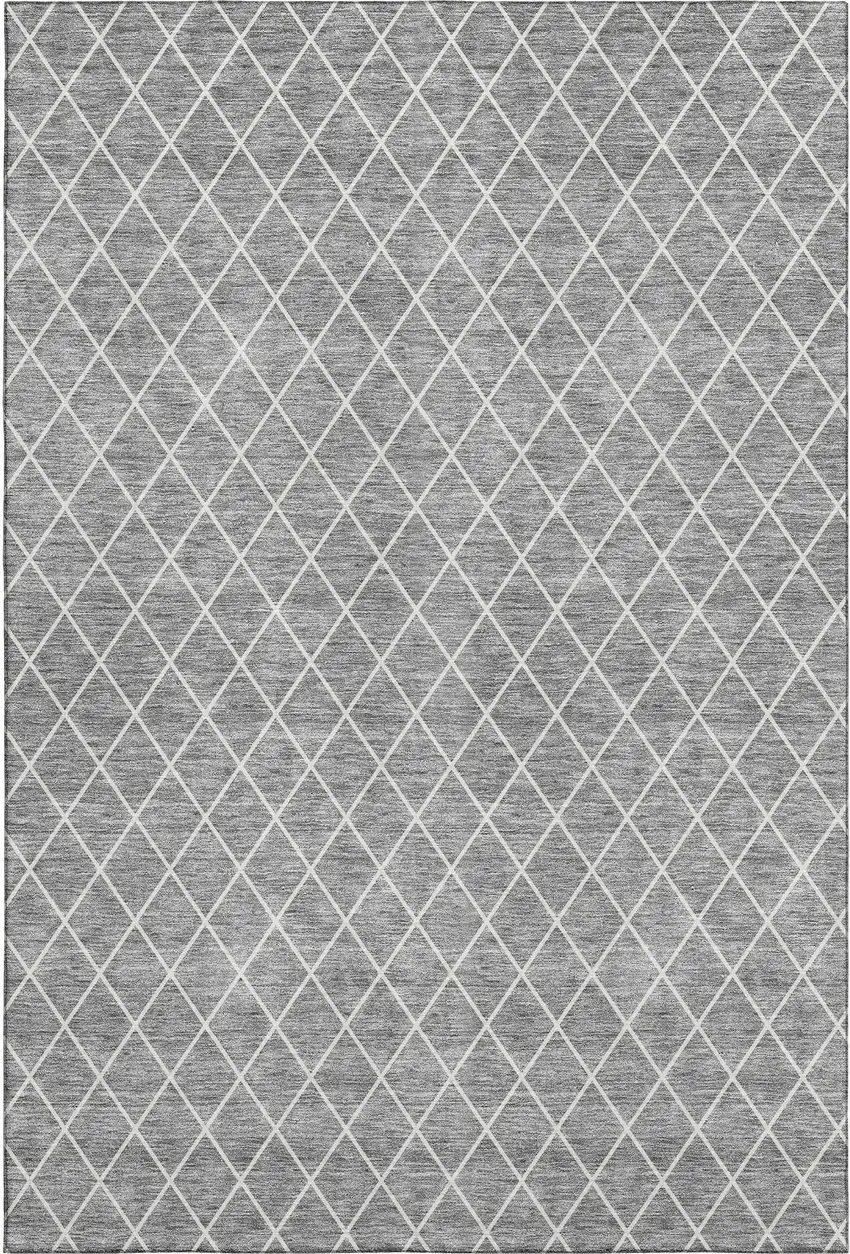Gray And Ivory Geometric Washable Area Rug With UV Protection Photo 1