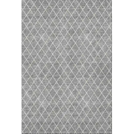 Gray And Ivory Geometric Washable Area Rug With UV Protection Photo 3