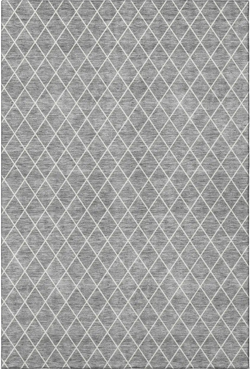 Gray And Ivory Geometric Washable Area Rug With UV Protection Photo 3