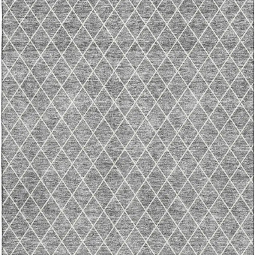 Gray And Ivory Geometric Washable Area Rug With UV Protection Photo 3