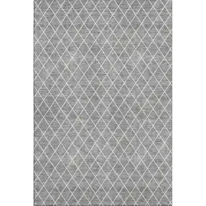 Photo of Gray And Ivory Geometric Washable Area Rug With UV Protection