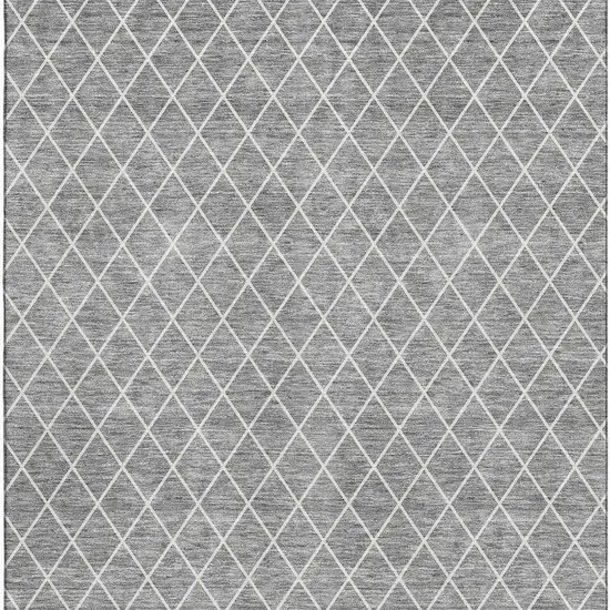 Gray And Ivory Geometric Washable Area Rug With UV Protection Photo 3