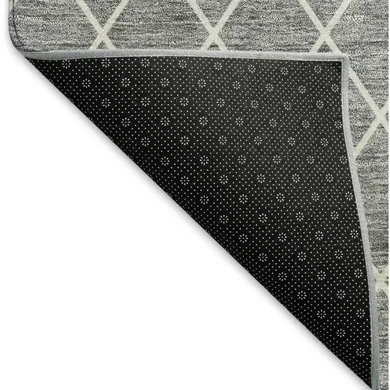 Gray And Ivory Geometric Washable Area Rug With UV Protection Photo 6