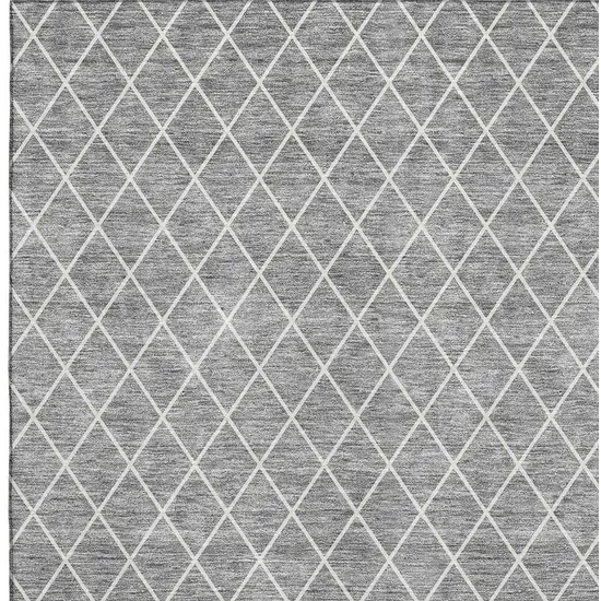 Gray And Ivory Geometric Washable Area Rug With UV Protection Photo 2