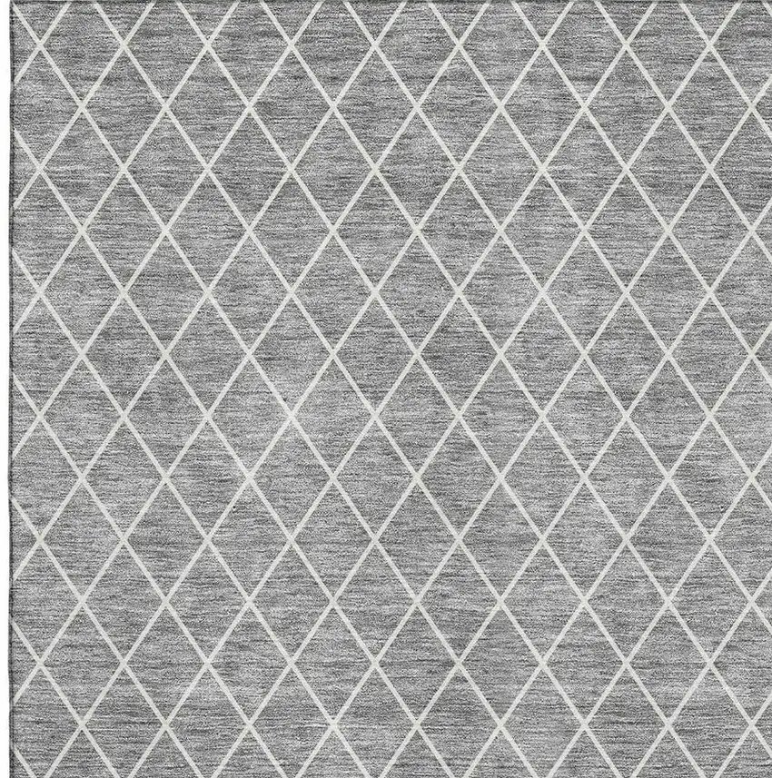 Gray And Ivory Geometric Washable Area Rug With UV Protection Photo 2