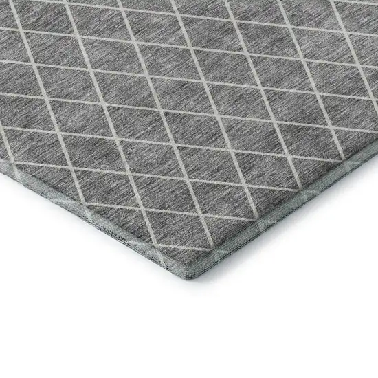 Gray And Ivory Geometric Washable Area Rug With UV Protection Photo 7