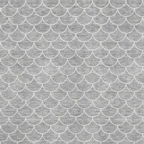 Gray And Ivory Geometric Washable Area Rug With UV Protection Photo 2