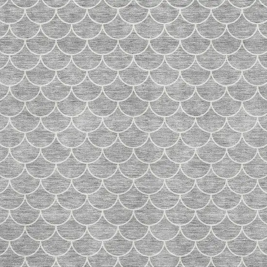 Gray And Ivory Geometric Washable Area Rug With UV Protection Photo 2